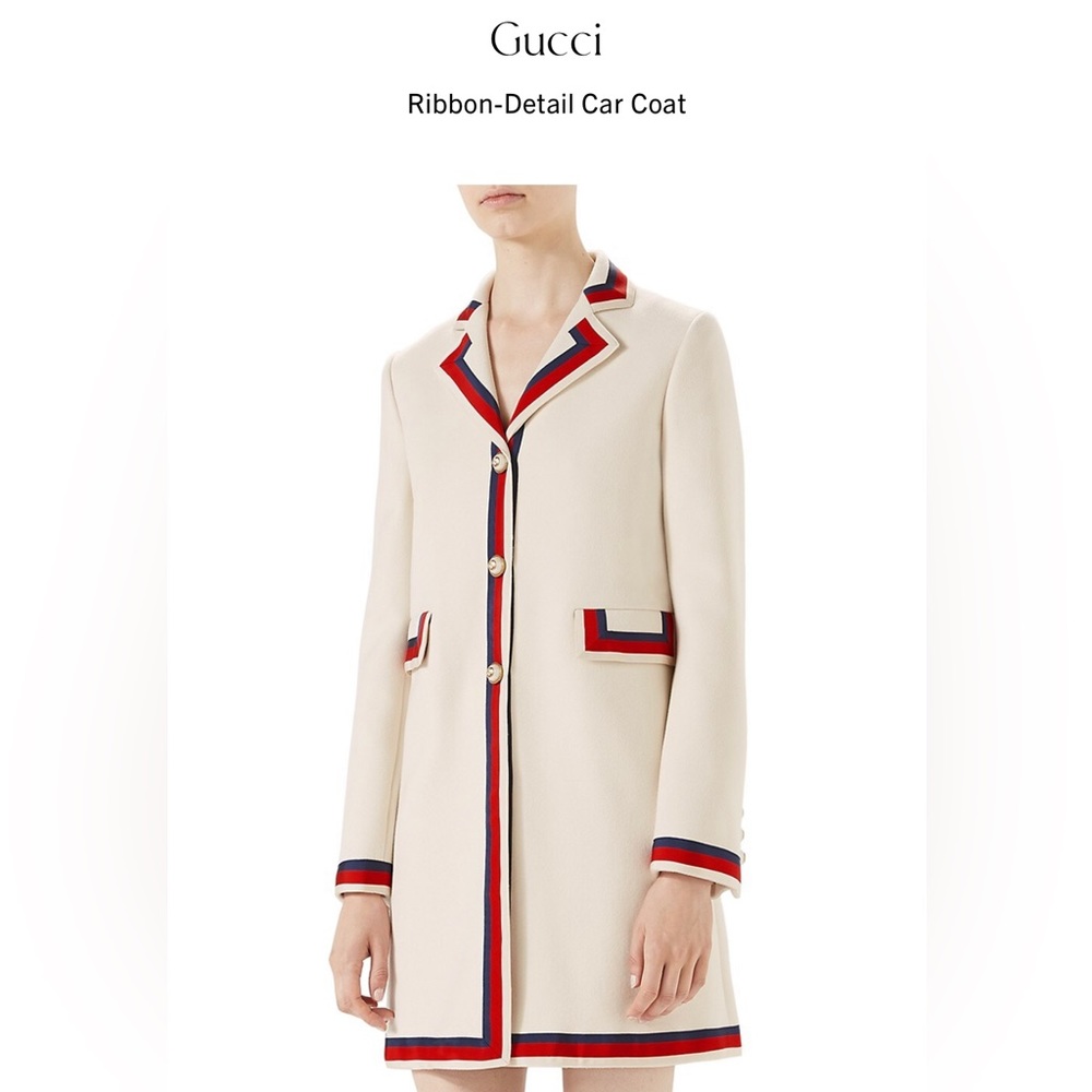 Gucci Ribbon Detailed Car Coat in Size 44